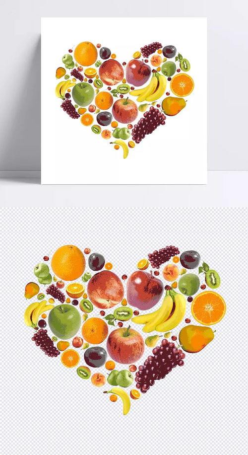 水果心型 水果,心形,杂烩,新鲜,苹果,橙子,香蕉,实物图,元素,产品实物,设计元素 恹恹小生